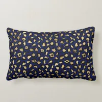 Navy and Gold Cheetah Print Lumbar Pillow