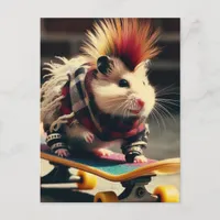 Punk Skateboarding Hamster Postcard