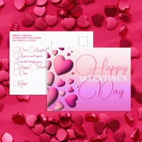 Cute Pink Hearts Happy Valentine's Day Holiday Postcard