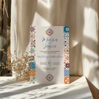 Mexican Talavera Colorful Floral Fiesta Wedding Invitation