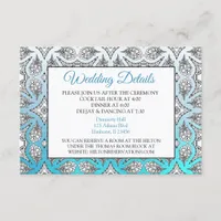 Aqua Blue Mandala  Wedding Details Card