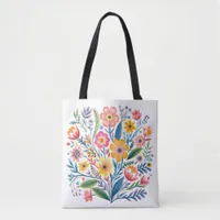 Floral Circle Tote Bag, Watercolor Flower