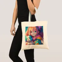 Anime Girl with Puppy Tote Bag