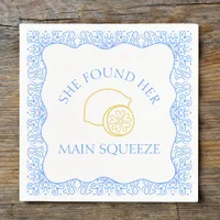 Lemon 'Main Squeeze' Trendy Fun Bachelorette Party Napkins