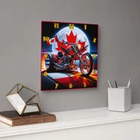 Nighttime Canadian pride on a custom bike Square Wall Clock