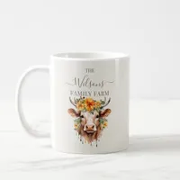 Family Farm Rustic Floral Cow Horns Coffee Mug