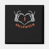Slogan  Halloween. Heart Gesture Made Of Skeleton  Magnet