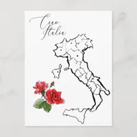 *~* Map of Italy Ciao Italia Italian Language Postcard