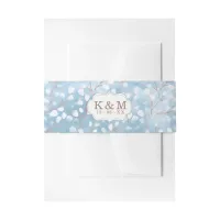 Watercolor Snowdrops Wedding Dusty Blue ID726 Invitation Belly Band