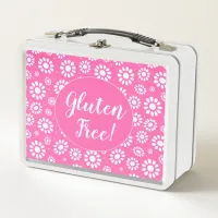 Cute Pink Floral Gluten-Free  Metal Lunch Box