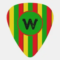 Rasta Flag Colored Stripes Monogram Plectrum