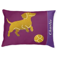 Burgundy Purple Faux Gold Dachshund Cute Dog Pet Bed