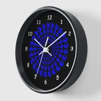 Clock - Blue Concentric Circles of Beads on Black