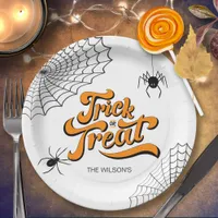 Trick or Treat Typography w/Spiders ID680 Paper Plates