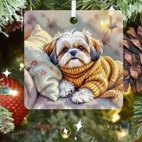 Shih tzu Puppy Dog Personalized Christmas Metal Ornament