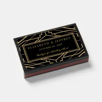 Black Gold Art Deco Great Gatsby Wedding Matchboxes