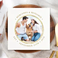 Custom Photo Elegant Gold Personalized Wedding Napkins