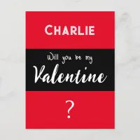 Valentine's Day Be My Valentine Red Modern Custom Postcard