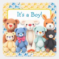 Crocheted Stuffed Animals | It's a Boy Square Sticker
