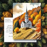 Church on a Hill in the Autumn Season Postcard