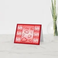 I Love You with Hearts Pink Background Holiday Card