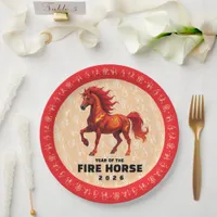 Stunning Chinese Year of the Fire Horse 2026 Paper Plates