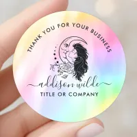 Celestial Mystic Moon Goddess Rainbow Classic Round Sticker