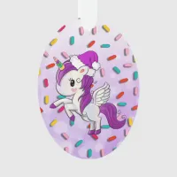 Purple Holiday Unicorn and Sprinkles Christmas Ornament