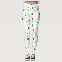 Green and Red Polka Dotted Leggings