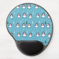 Cute Penguins on Light Blue with Snowflakes  Gel Mouse Pad