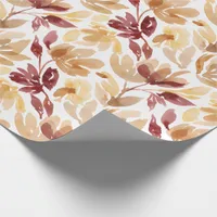 Abstract Botanical Pattern in Warm Autumn Colors Wrapping Paper