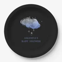 Watercolor Stars Night Sky Boy Baby Shower Paper Plates