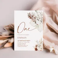 One 1st Birthday Invitation Boho Pampas