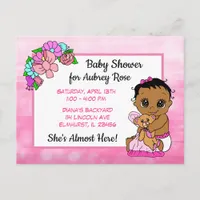 Baby Shower for Girl, Pink Bow Ethnic Baby Invite