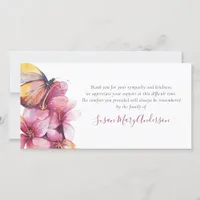 Floral Butterfly Funeral Thank You Card