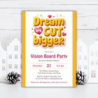 Fun Dream Big Cut Bigger Vision Board Party Invitation