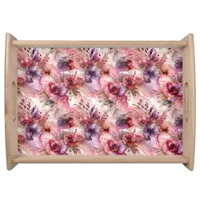 Pink & Purple Flower Alcohol Ink Print Serving Tray