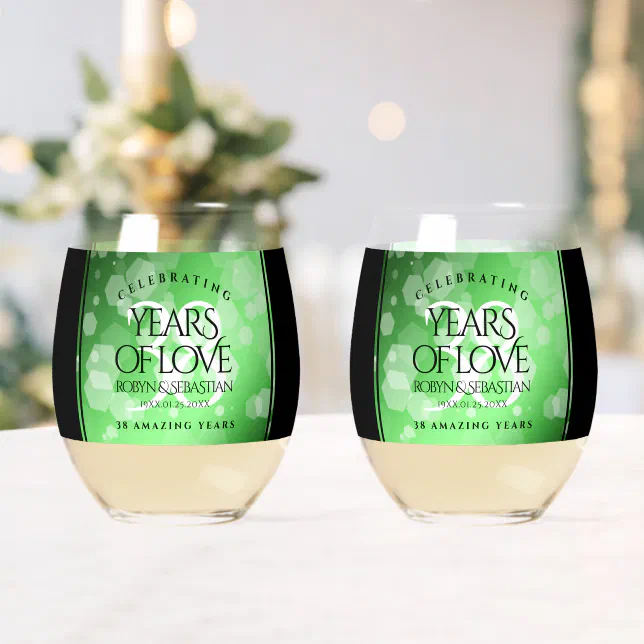 Elegant 38th Emerald Wedding Anniversary Whiskey Glass