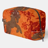 Majestic Horse in Asian Floral Tapestry Dopp Kit