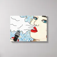 Retro Style Vaping Lady   Canvas Print