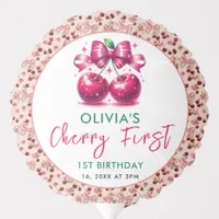 Watercolor Coquette Cherry 1st Birthday Balloon