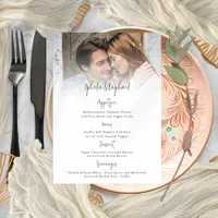 Photo Overlay Script Boho Wedding Menu Card