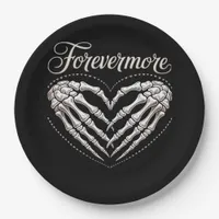 More Skeleton Hands Heart Gothic Halloween Paper Plates