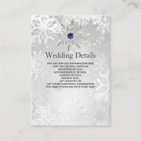 silver navy snowflakes winter Wedding Details Card