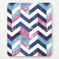 Blue Pink White Marble Chevron Mouse Pad