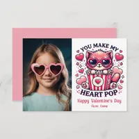 Cute Cat You Make My Heart Pop Classroom Photo Note Card