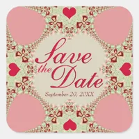 Pink Country Hearts Lace Save the Date Stickers