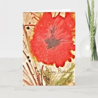 Red Flower Abstract Birthday Card