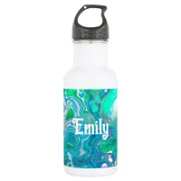 Sea Glass Digital Abstract Art   Stainless Steel Water Bottle