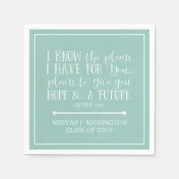 Modern Christian Bible Verse Teal Aqua Graduation Napkins